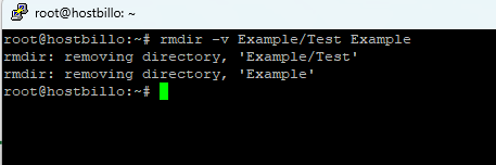 rmdir -v Example/Test Example