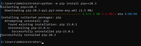 python -m pip install pip==20.3