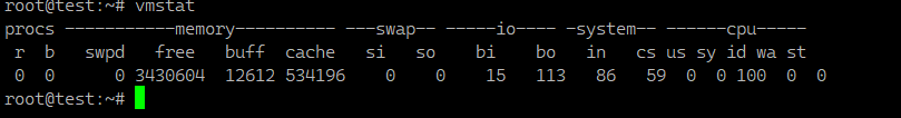 Check the virtual memory statistics report in Linux employing the "vmstat" command