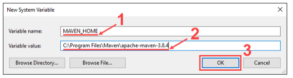 Add MAVEN_HOME and JAVA_HOME System Variable