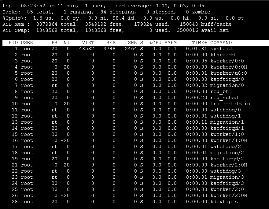 top Command to check the Linux CPU Load
